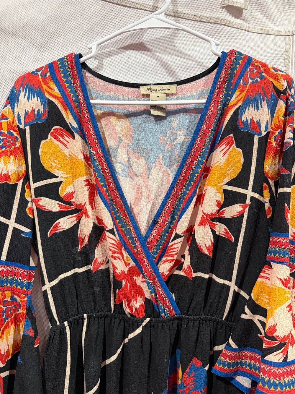 Flying Tomato Black Maxi Dress with Red, Yellow and Blue Floral Print - Picture 4 of 4